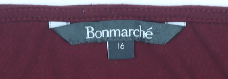 Bonmarché Women's Red Lace Blouse Size 16 - Classic Style