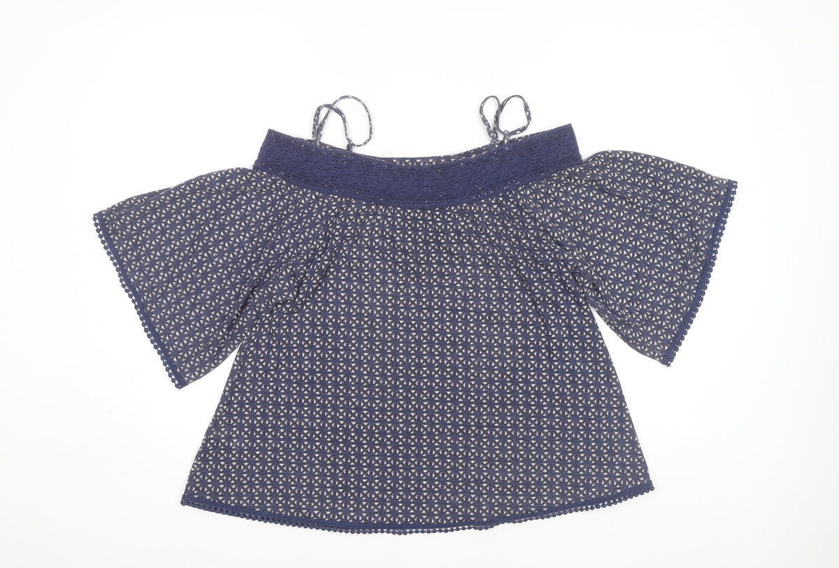 Next Women's Blue Off the Shoulder Blouse Size 8