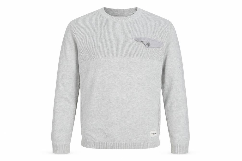Jack & Jones Men's Grey Cotton Pullover Jumper M