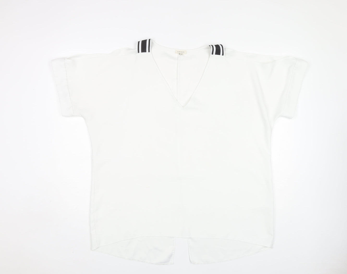 River Island Women's White V-Neck Blouse Size 18