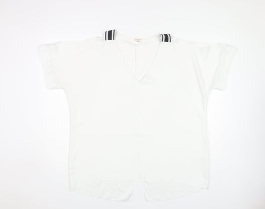 River Island Women's White V-Neck Blouse Size 18