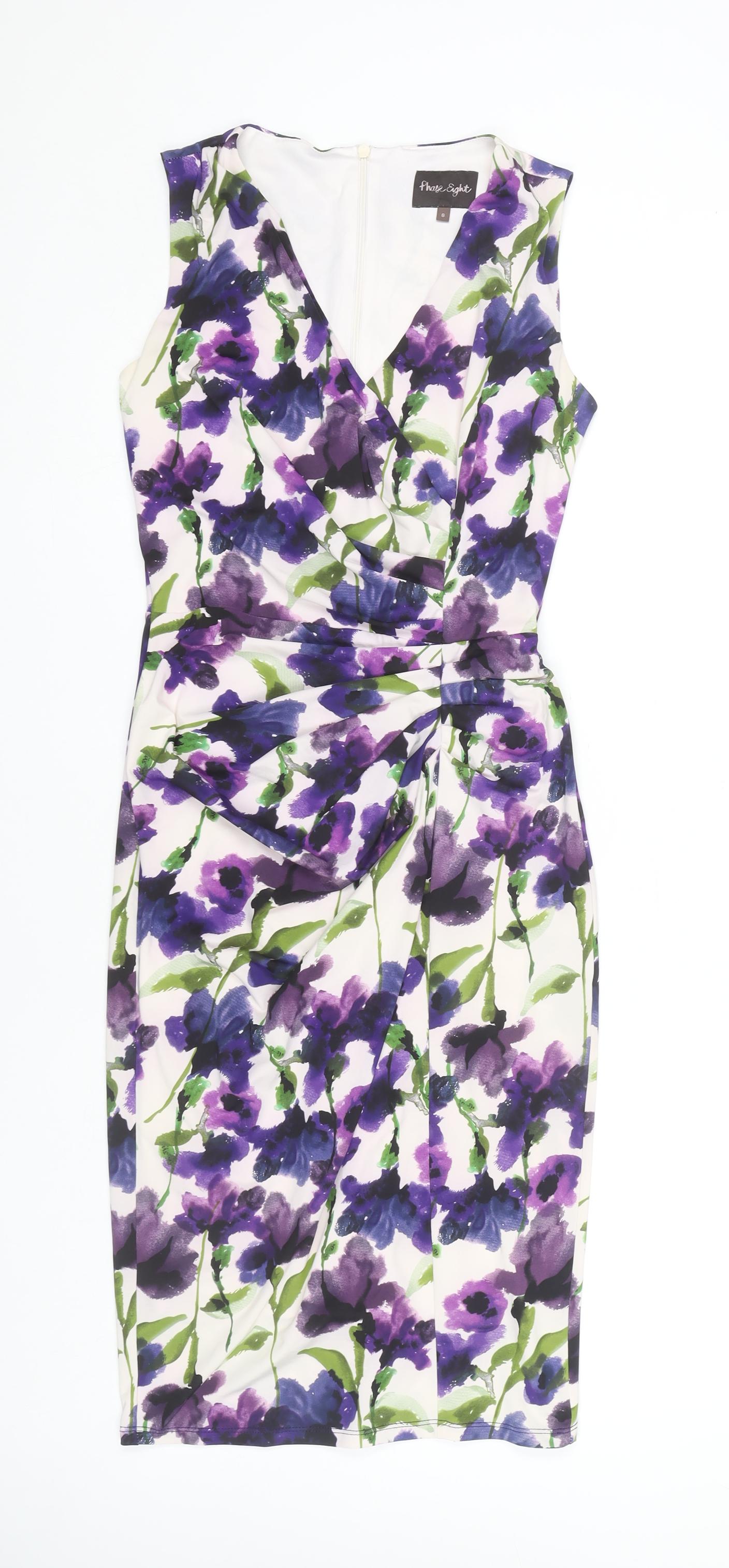 Phase Eight Women's Multicoloured Floral Sheath Dress Size 8