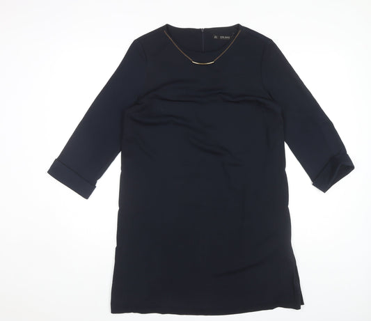Zara Women's Blue Shift Dress M 3/4 Sleeve
