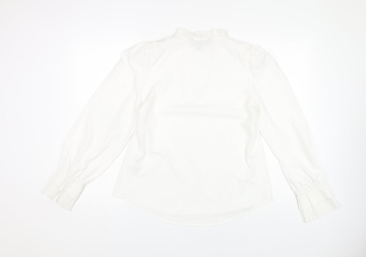 Lipsy Women's White Blouse Size 8 Long Sleeve