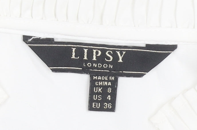 Lipsy Women's White Blouse Size 8 Long Sleeve