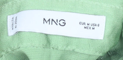 Mango Women's Green Button-Up Shirt, M, Collared, Long Sleeve