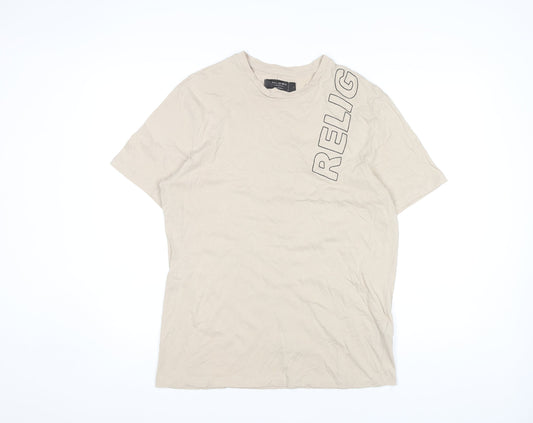 Religion Men’s Beige Crew Neck T-Shirt, Size L