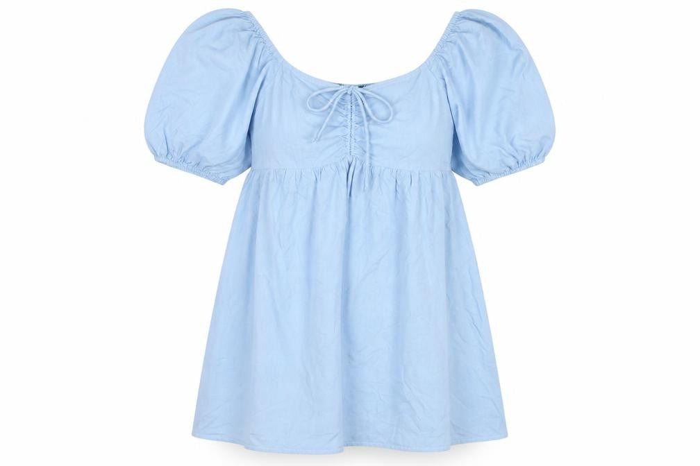 Sim & Sam Women's Blue A-Line Dress, Size S, Balloon Sleeve