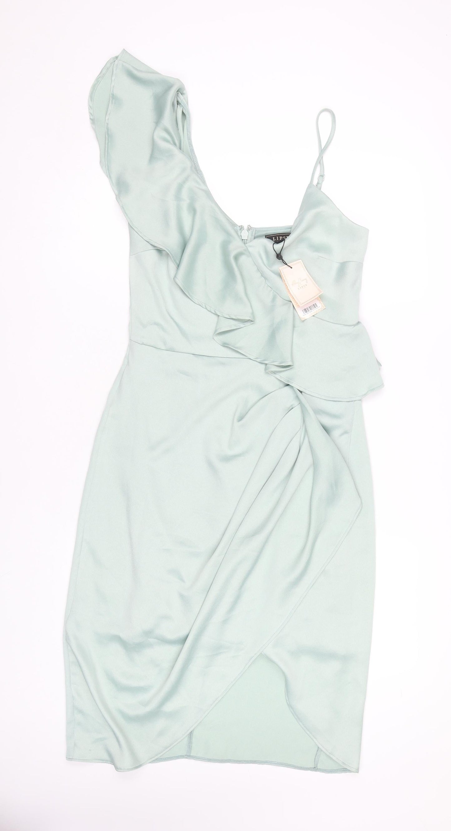 Lipsy London Women's Green Party Dress, Size 12, Ruffle Accents