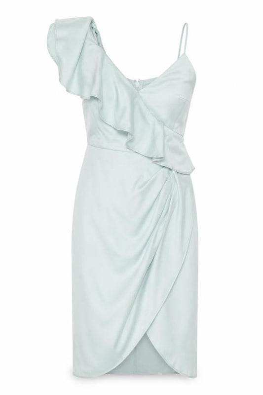 Lipsy London Women's Green Party Dress, Size 12, Ruffle Accents