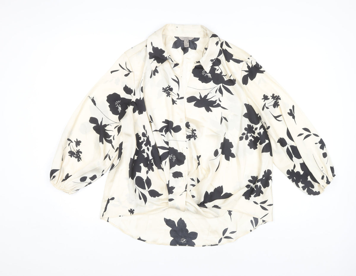 River Island Women Black Floral Blouse UK 10