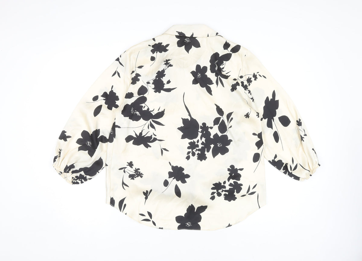 River Island Women Black Floral Blouse UK 10