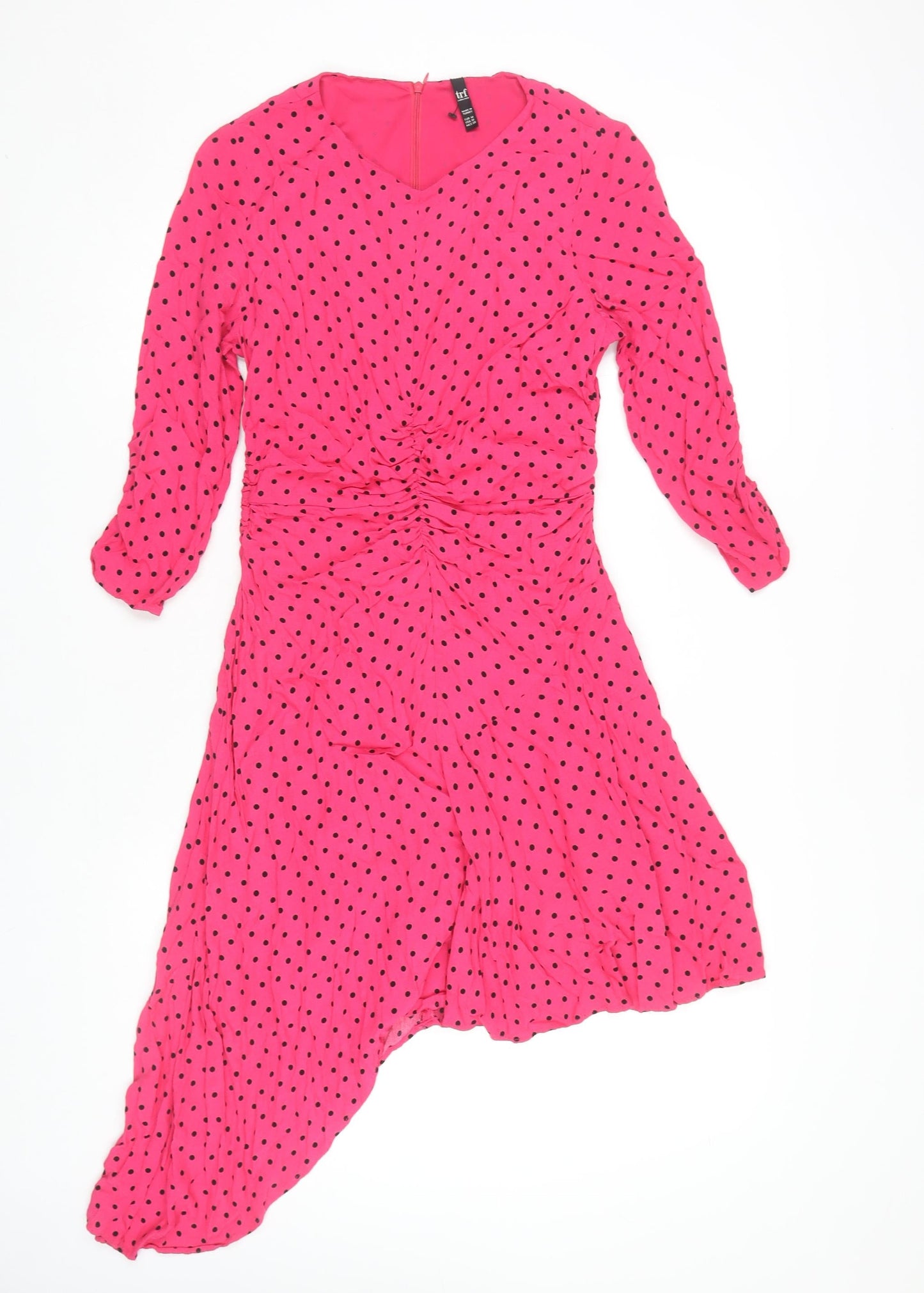 Zara Women's Pink Polka Dot Asymmetric Dress