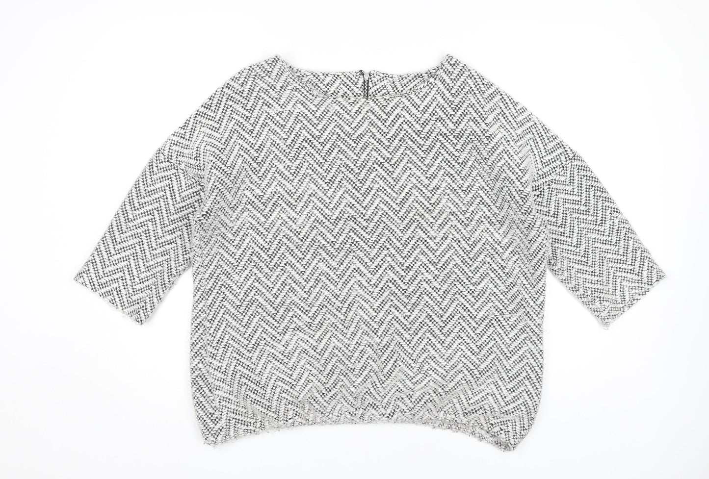 Next Women's Grey Geometric Chunky Knit Jumper Size 14