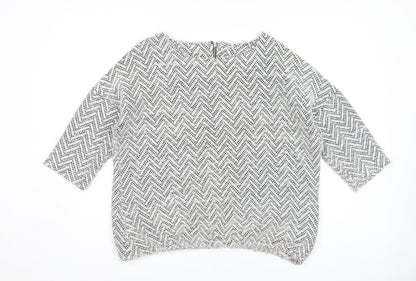 Next Women's Grey Geometric Chunky Knit Jumper Size 14