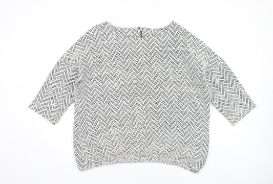 Next Women's Grey Geometric Chunky Knit Jumper Size 14