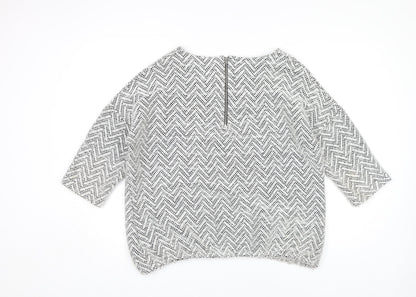 Next Women's Grey Geometric Chunky Knit Jumper Size 14