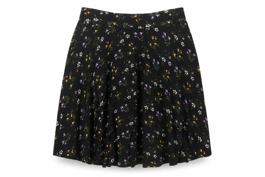 Oasis Women's Black Floral A-Line Skirt Size S