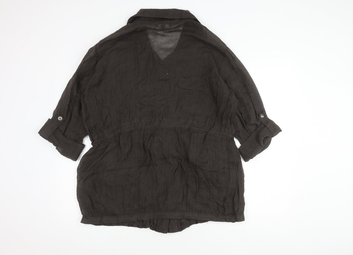 Picadilly Women’s Black Button-Up Blouse, Medium, Casual Chic