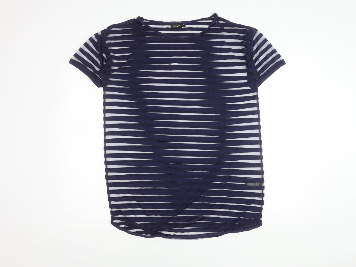 Next Women's Blue Striped T-Shirt - Size 8 - Chic Casual Staple
