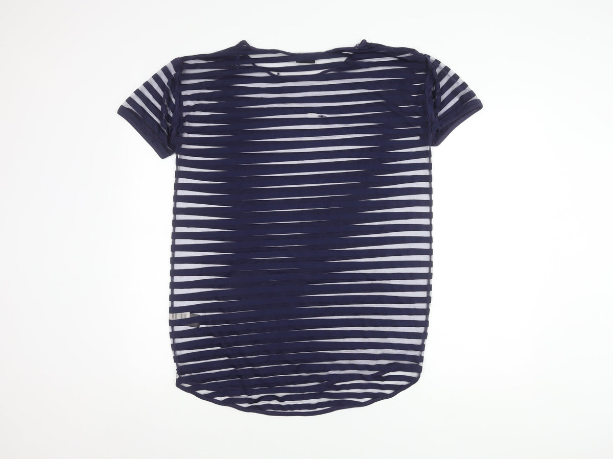 Next Women's Blue Striped T-Shirt - Size 8 - Chic Casual Staple