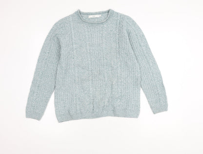 Isle Women's Blue Cable-Knit Acrylic Pullover Jumper - S