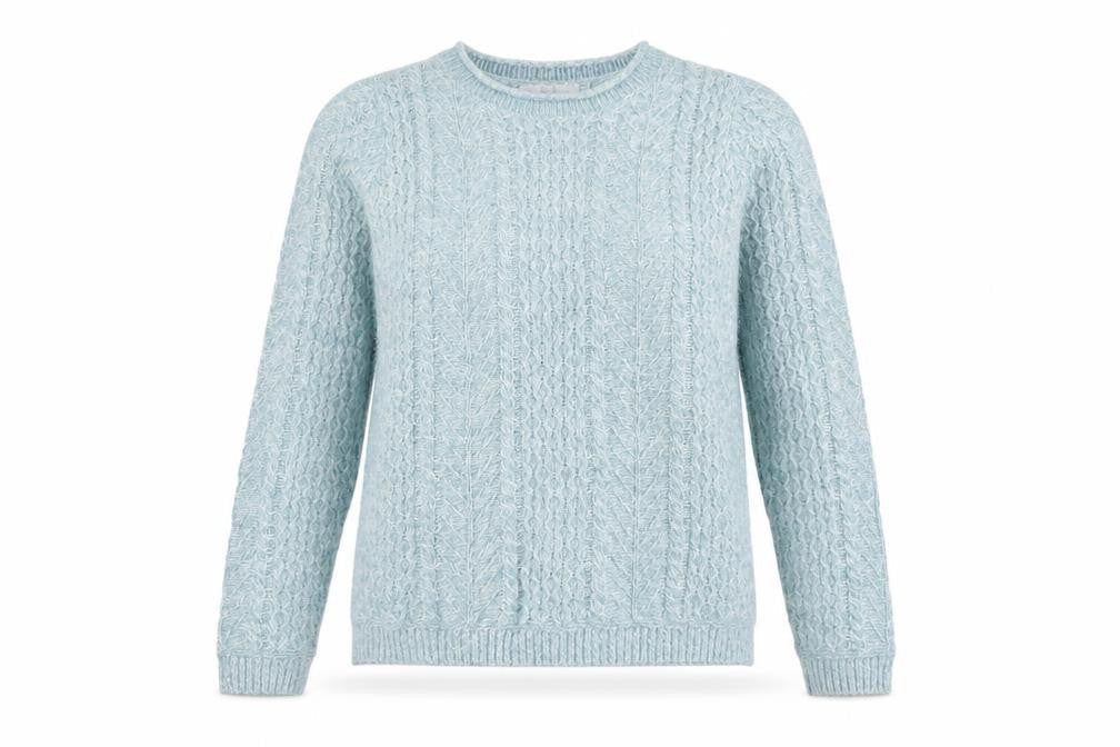 Isle Women's Blue Cable-Knit Acrylic Pullover Jumper - S