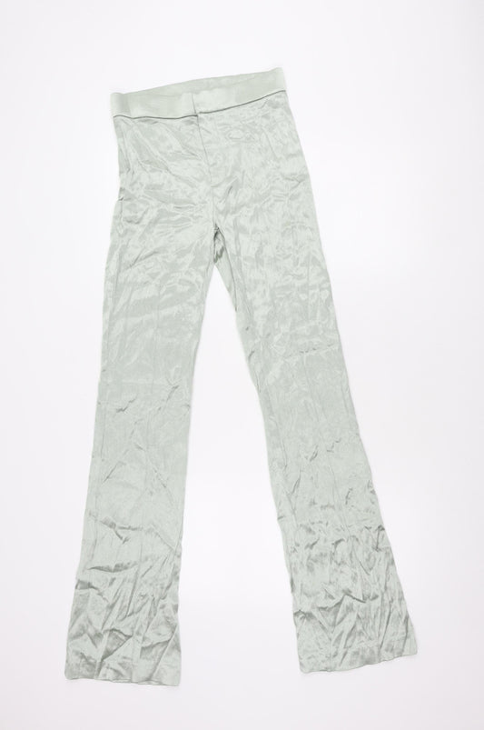 Zara Women's Green Flared Trousers, Size S, Viscose Blend