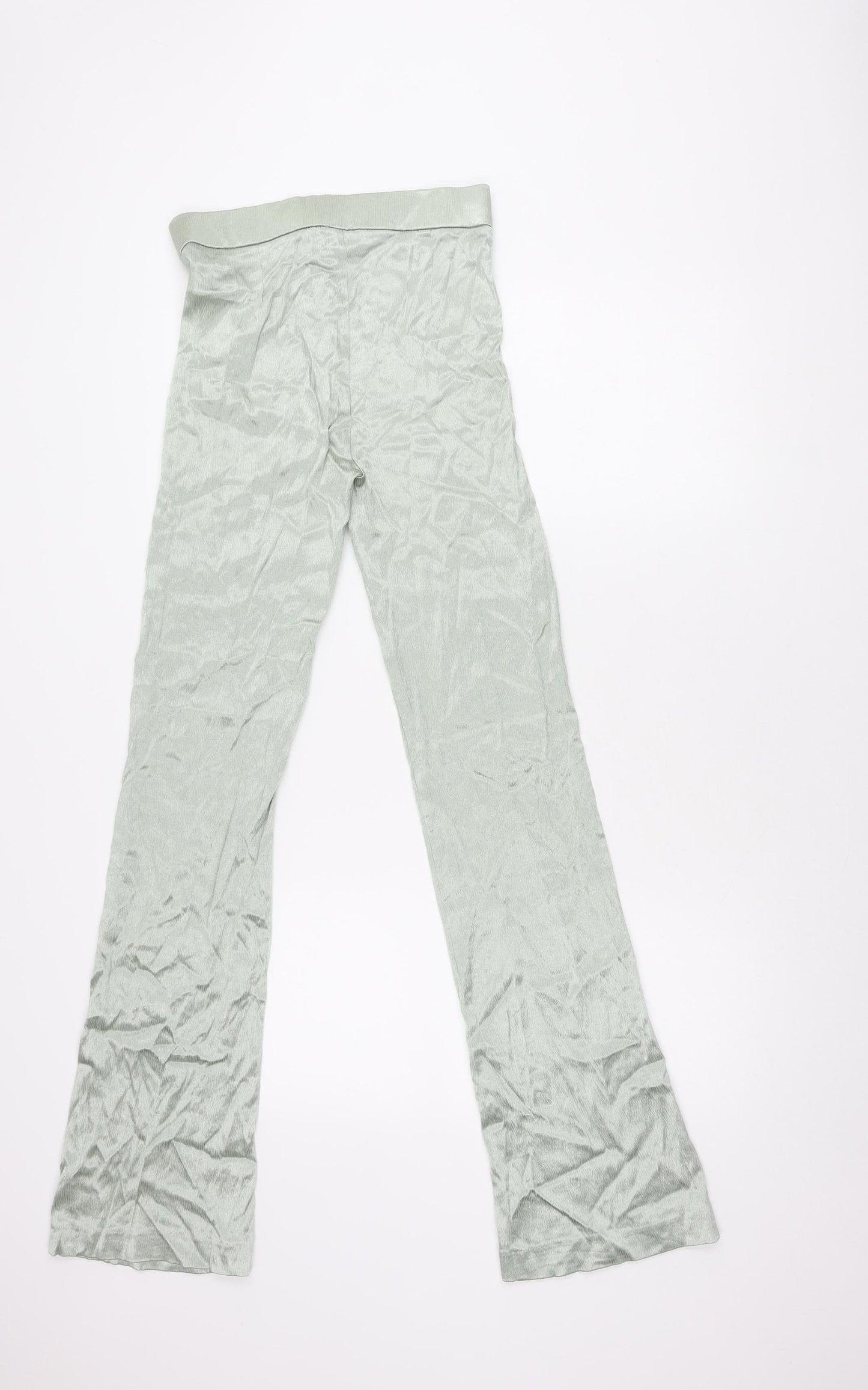 Zara Women's Green Flared Trousers, Size S, Viscose Blend