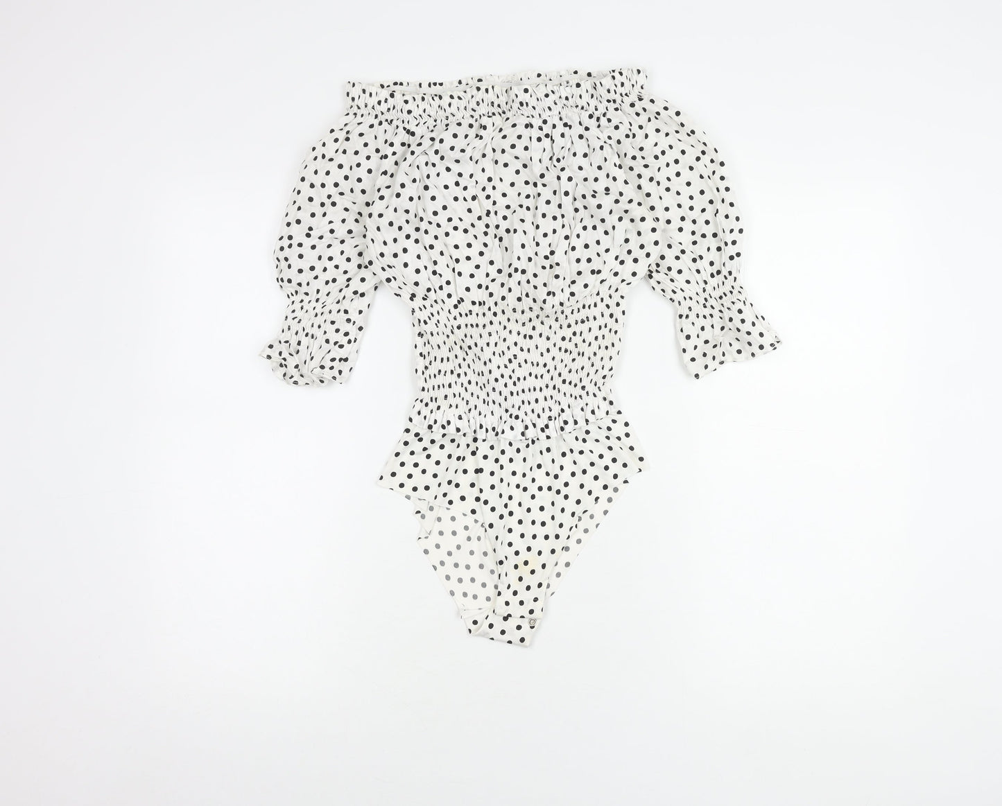 Zara Women White Polka Dot Bodysuit Size 12