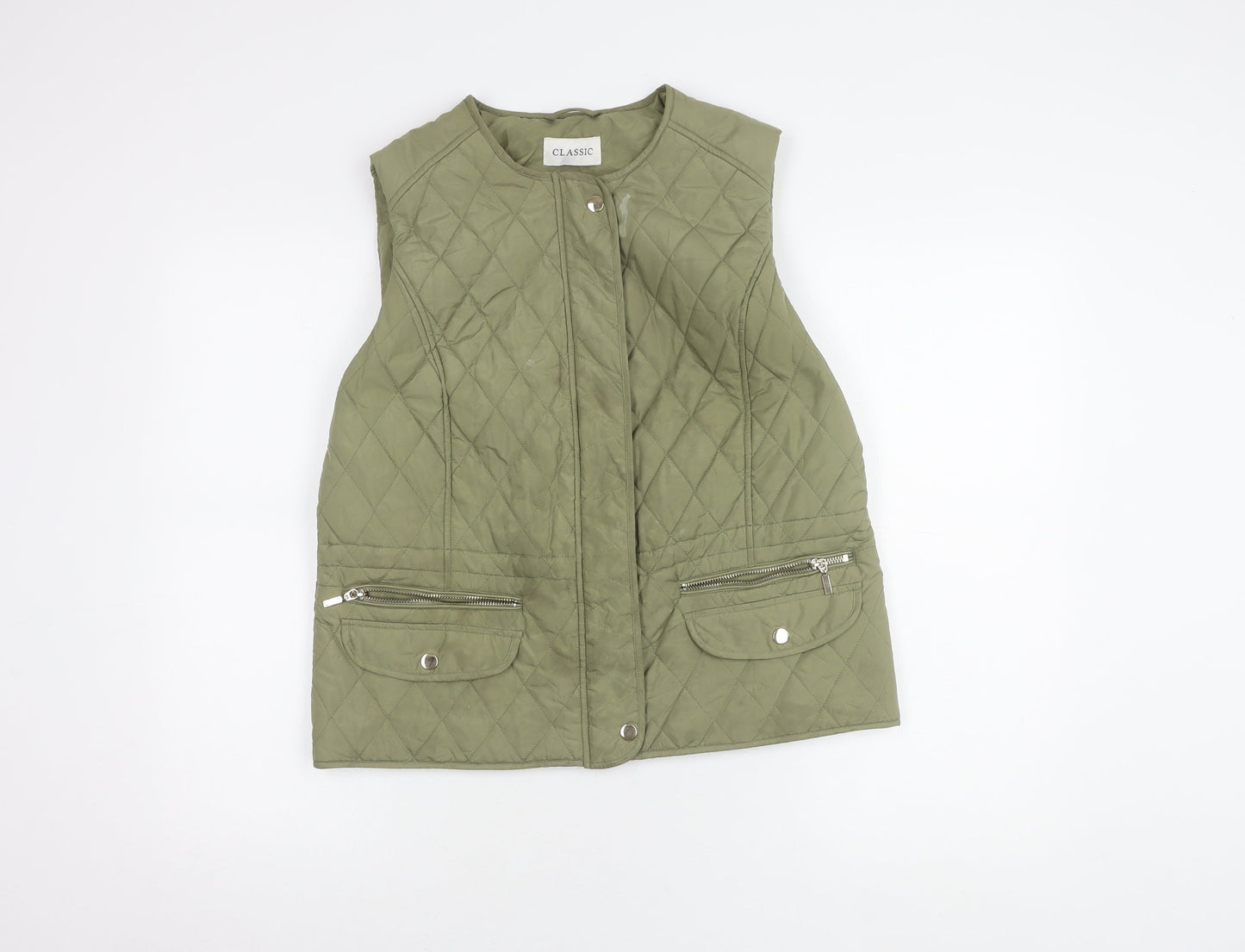 Marks & Spencer Women's Green Quilted Waistcoat Size 14 Classic Fit