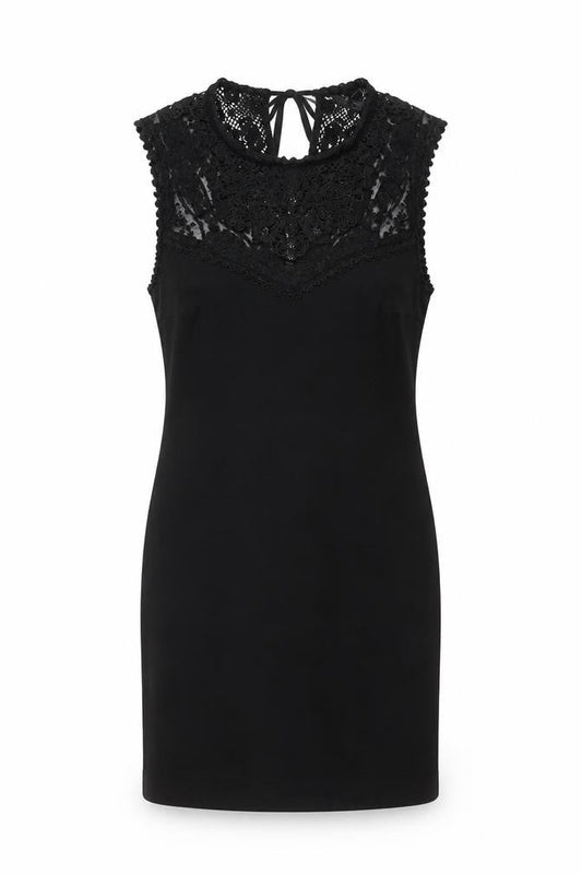 Zara Women's Black Short Sleeveless Lace Dress