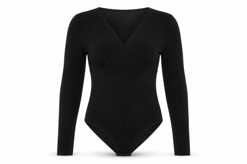 Kiabi Women's Black Wrap Bodysuit Size M