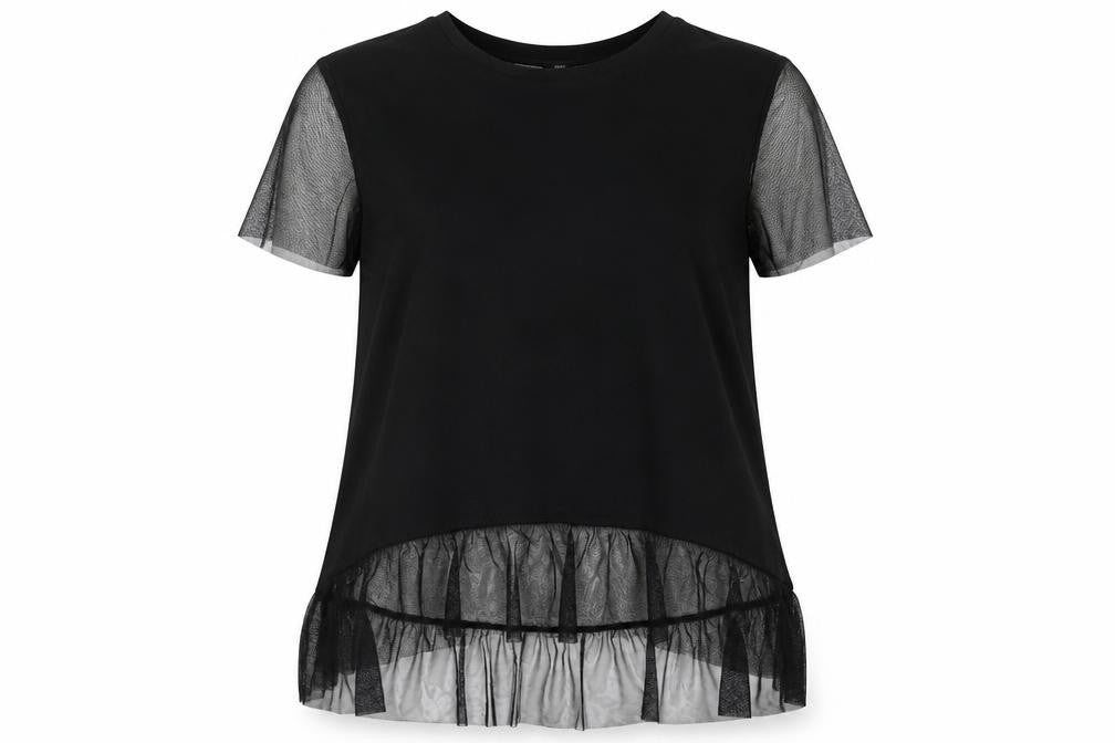 River Island Women's Black Mesh Short Sleeve Top Size 8