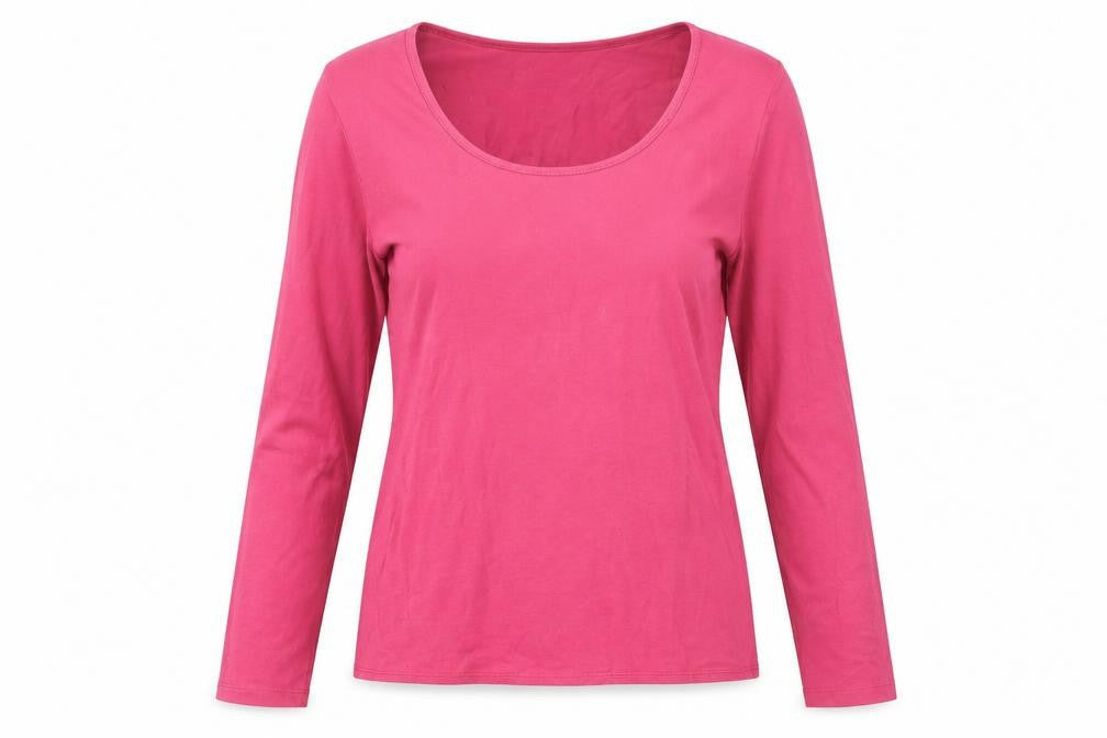 Kew Women's Pink Long Sleeve Basic T-Shirt, M