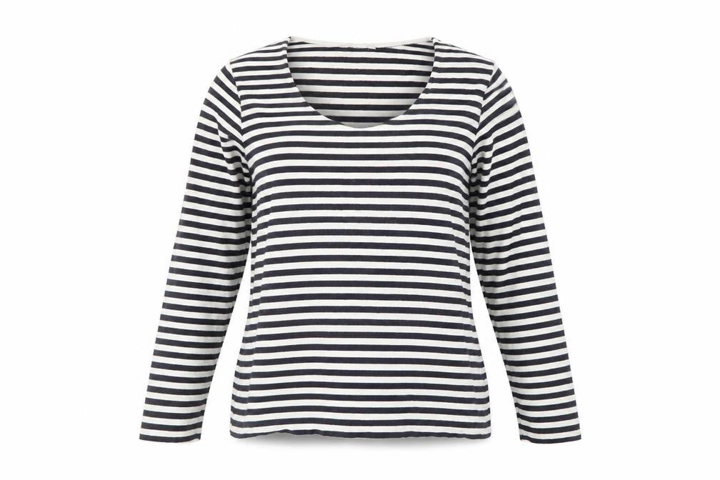 Kew Women's Black Striped Scoop Neck T-Shirt M
