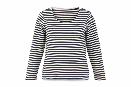 Kew Women's Black Striped Scoop Neck T-Shirt M