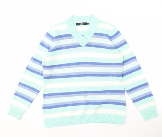 Isle Essentials Women's Multicoloured V-Neck Jumper M