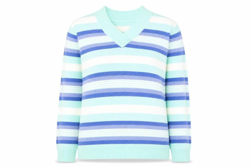 Isle Essentials Women's Multicoloured V-Neck Jumper M