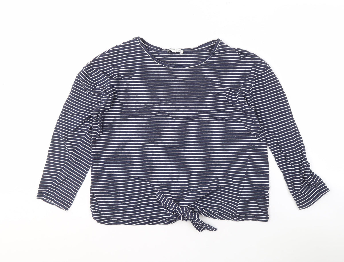 Warehouse Women's Blue Striped T-Shirt Size 14