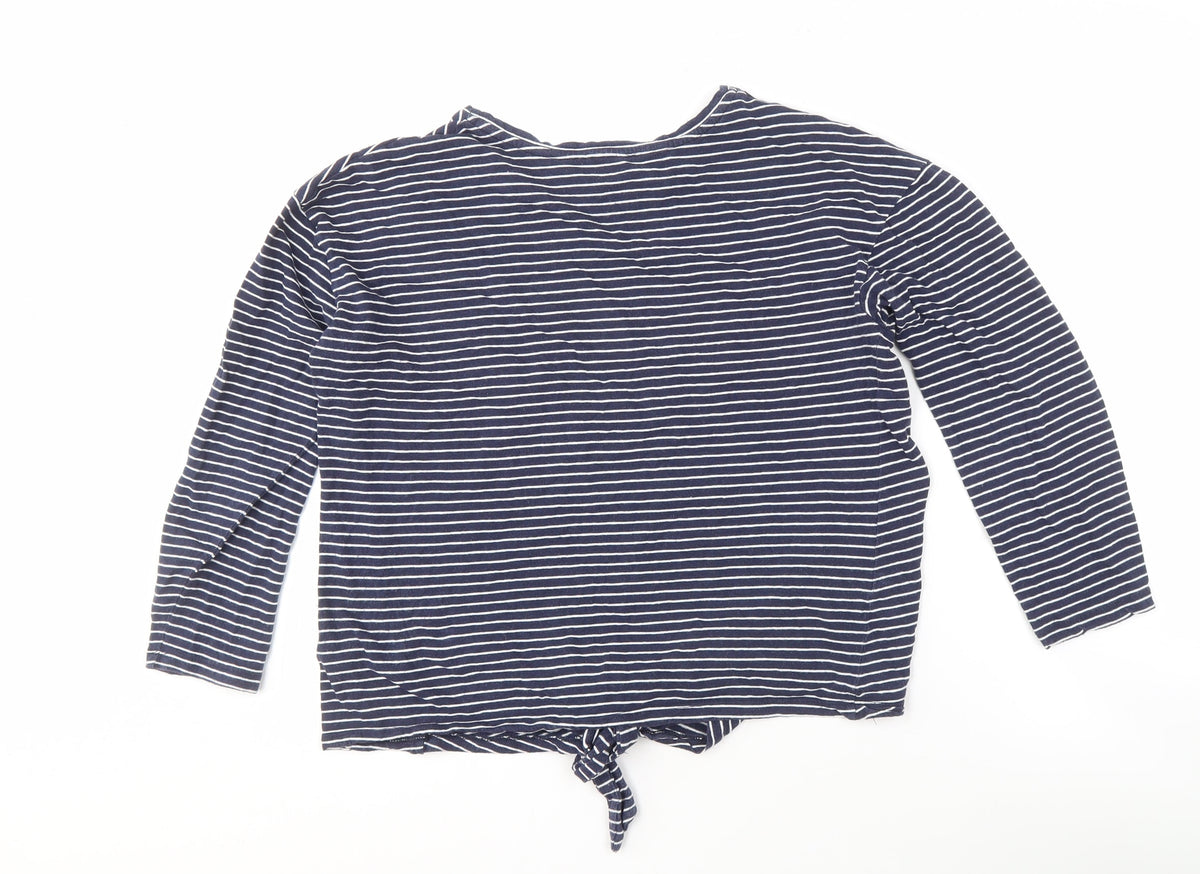 Warehouse Women's Blue Striped T-Shirt Size 14
