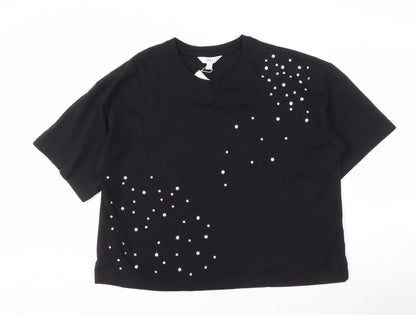 Marks & Spencer Women's Black Rhinestone T-Shirt