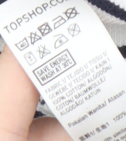 Topshop Women's Multicoloured Striped Cotton T-Shirt, Size 16