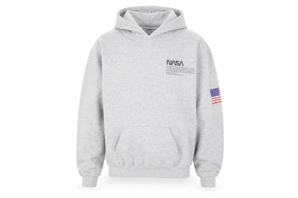 boohooMAN Men's Grey NASA Pullover Hoodie XS