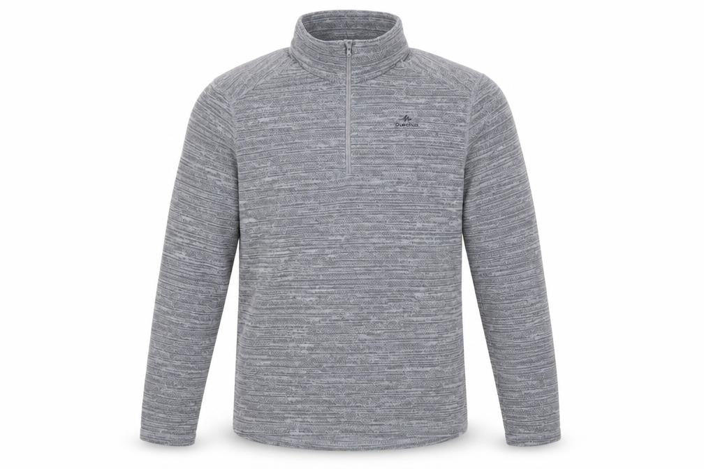 Decathlon Men's Grey Striped Zip Sweatshirt M