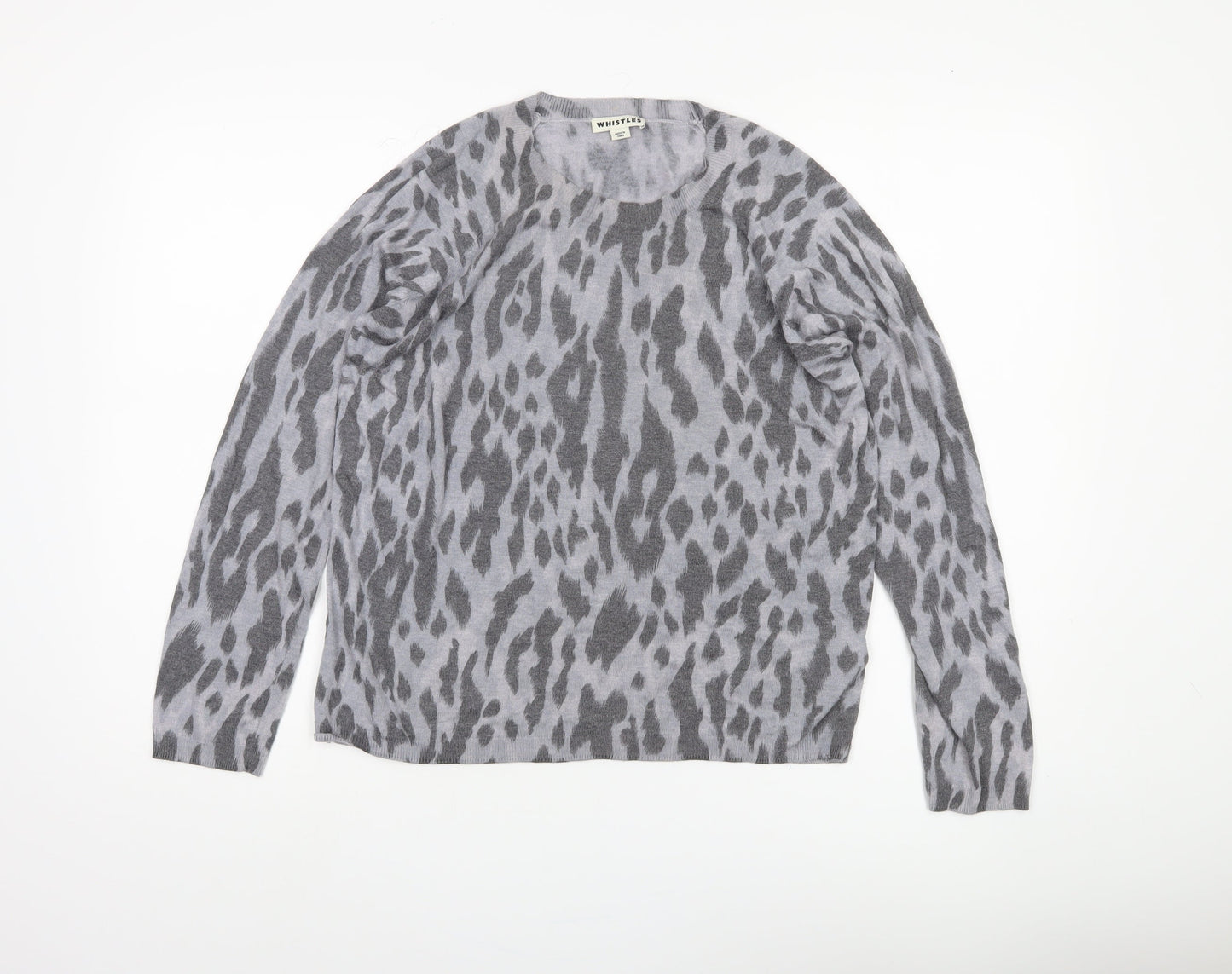 Whistles Women's Grey Animal Print Jumper UK 16