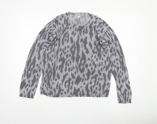 Whistles Women's Grey Animal Print Jumper UK 16