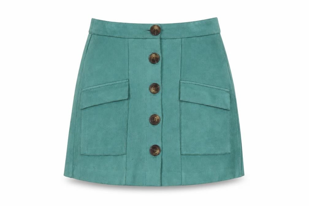 Stradivarius Women's Blue Short Button Skirt - Size 8