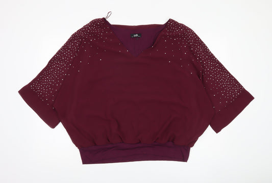 Wallis Women's Purple Rhinestone Blouse L