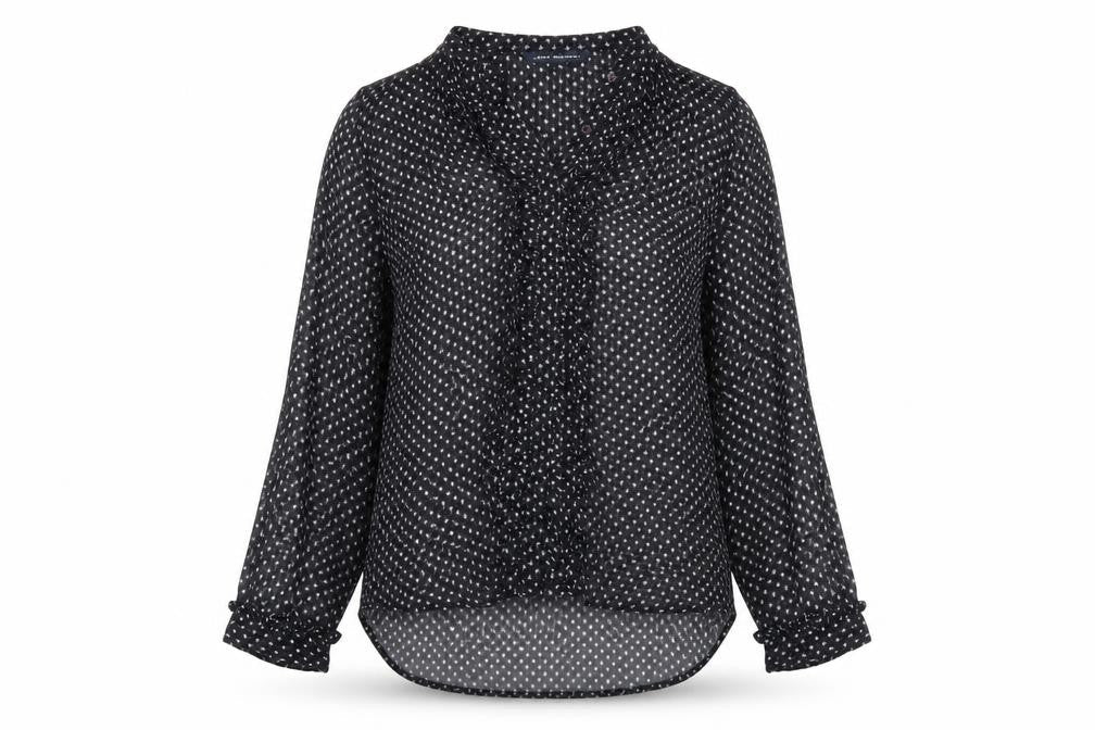 French Connection Black Animal Print Blouse, Size 8